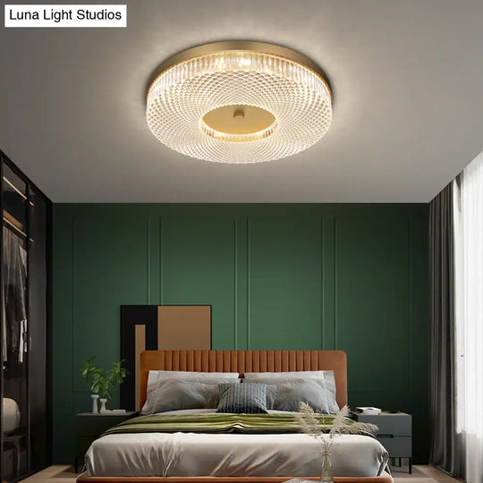 Ultra-Contemporary Crystal Round Flush Mount Ceiling Light For Bedroom