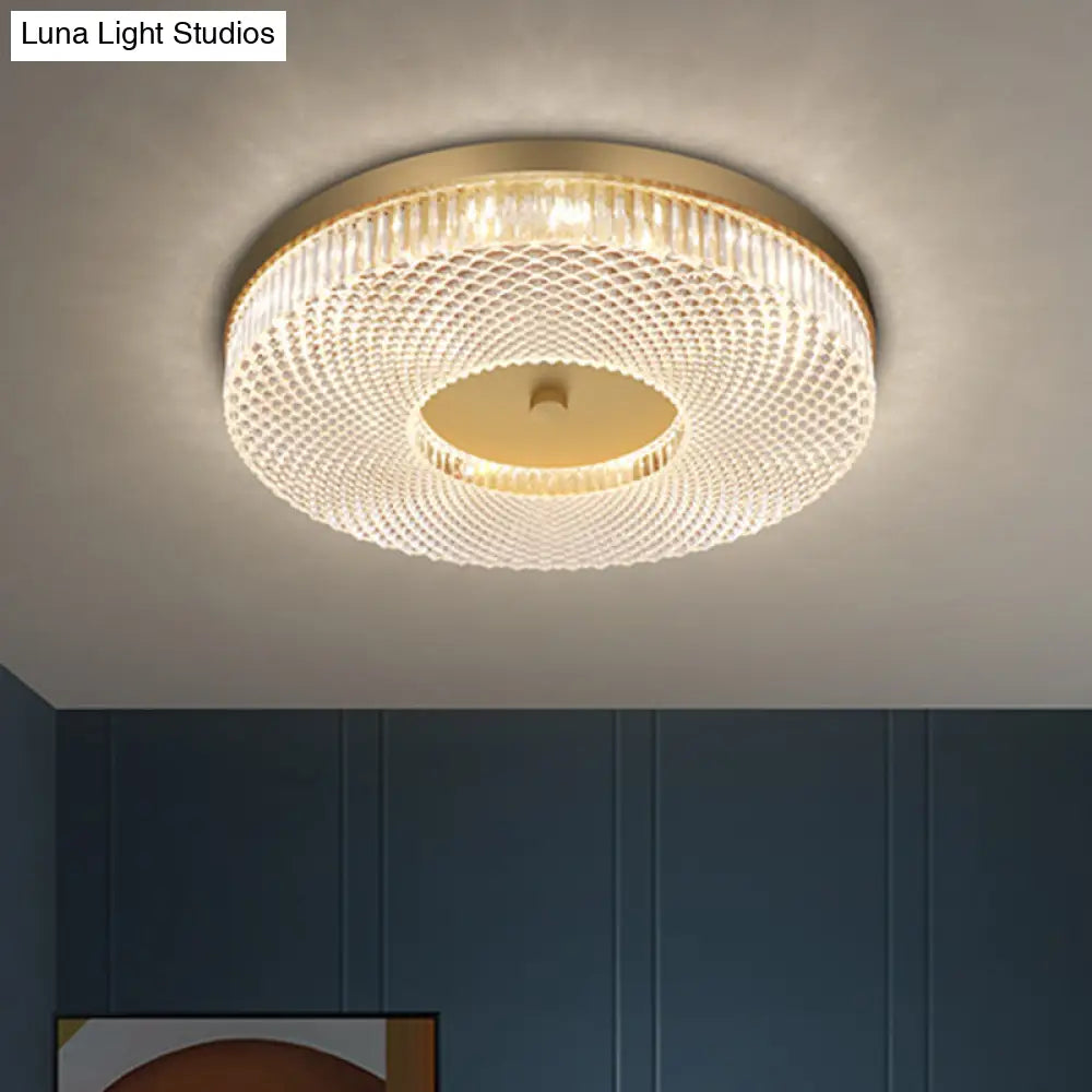 Ultra-Contemporary Crystal Round Flush Mount Ceiling Light For Bedroom