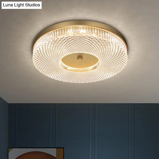 Ultra-Contemporary Crystal Round Flush Mount Ceiling Light For Bedroom