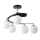 Ultra - Contemporary Milk Glass Semi Flush Mount Ceiling Light Fixture For Living Room 5 / Black