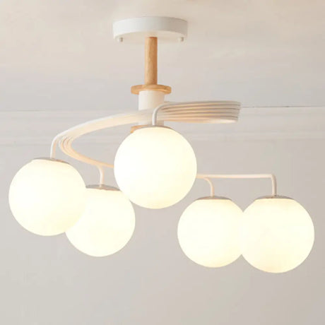 Ultra - Contemporary Milk Glass Semi Flush Mount Ceiling Light Fixture For Living Room 5 / White