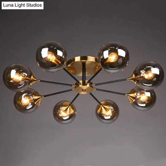 Ultra-Contemporary Sputnik Stained Glass Ceiling Light For Bedroom