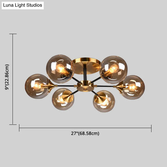 Ultra-Contemporary Sputnik Stained Glass Ceiling Light For Bedroom