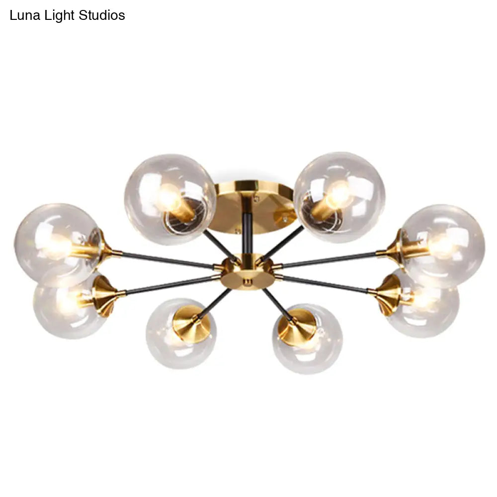 Ultra-Contemporary Sputnik Stained Glass Ceiling Light For Bedroom