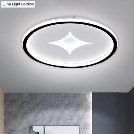 Ultra Slim Metal Led Ceiling Light In Black/Gold Warm/White - 16’/19.5’ Contemporary Flush