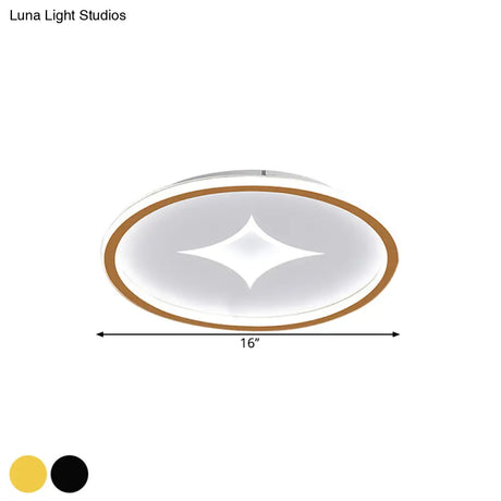 Ultra Slim Metal Led Ceiling Light In Black/Gold Warm/White - 16’/19.5’ Contemporary Flush