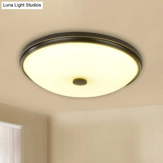 Ultra Thin Milky Glass Led Flush Ceiling Light Fixture For Rustic Bedrooms Black / Small