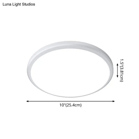 Ultra-Thin Round Led Ceiling Light For Kitchen - Simple White Design With Acrylic Flush Mount