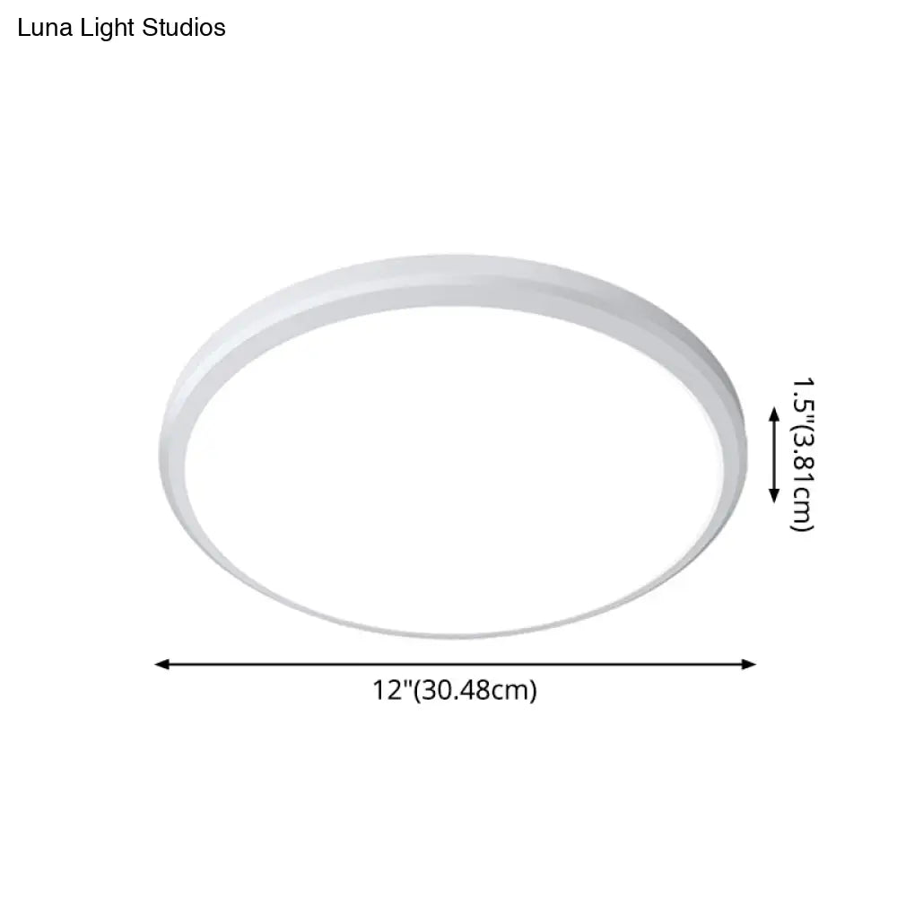 Ultra-Thin Round Led Ceiling Light For Kitchen - Simple White Design With Acrylic Flush Mount