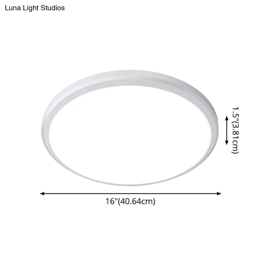 Ultra-Thin Round Led Ceiling Light For Kitchen - Simple White Design With Acrylic Flush Mount