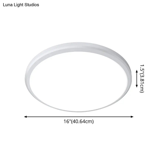 Ultra-Thin Round Led Ceiling Light For Kitchen - Simple White Design With Acrylic Flush Mount