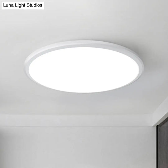 Ultra-Thin Round Led Ceiling Light For Kitchen - Simple White Design With Acrylic Flush Mount / 8