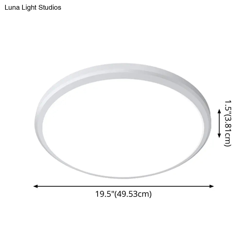 Ultra-Thin Round Led Ceiling Light For Kitchen - Simple White Design With Acrylic Flush Mount