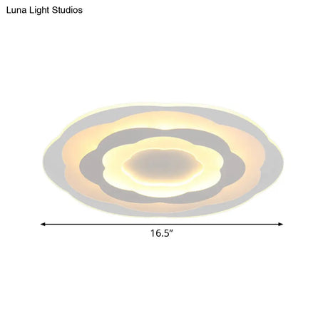 Ultrathin Layered Flower Ceiling Light - Modern Acrylic - White Led Flush Mount Lighting For
