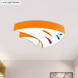 Underwater Adventure Led Flush Mount Lamp - Colorful Acrylic Tropical Fish Design For Childrens Room
