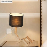 Valentina - Wooden Man-Shaped Table Lamp With Book Rack And Fabric Shade