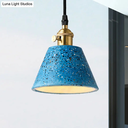 Vera - Nordic Style Black/Blue/Green Cone Concrete Pendant Lighting Blue