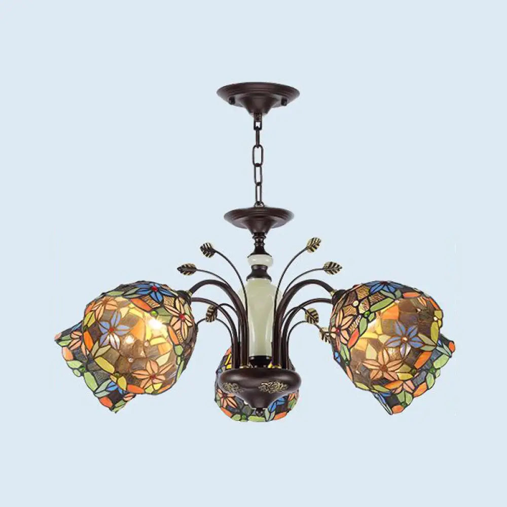 Victorian Cut Glass Flower Pendant Chandelier in Bronze for Living Room - 3/6/8 Lights 5 / Bronze