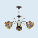 Victorian Cut Glass Flower Pendant Chandelier in Bronze for Living Room - 3/6/8 Lights 3 / Bronze