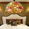Victorian Orange Stained Glass Sunflower Pendant Lamp 1 Head Down Lighting 12’/16’ Wide / 12’