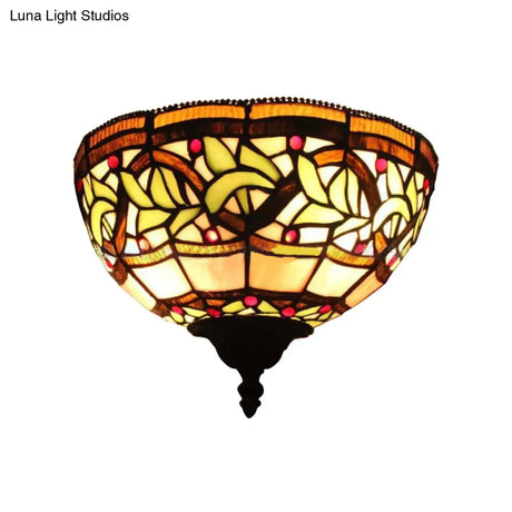 Victorian Stained Glass Wall Sconce Light - Multi Color Ideal For Corridor