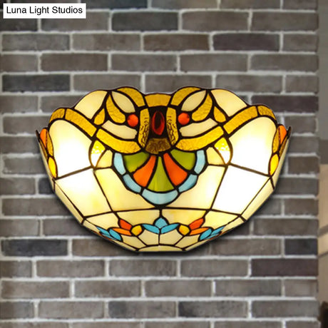 Victorian Stained Glass Wall Sconce Light - Multi Color Ideal For Corridor