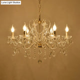 Victorian Style Crystal Coated Chandelier - 6-Bulb Dining Room Ceiling Suspension Lamp (Champagne)