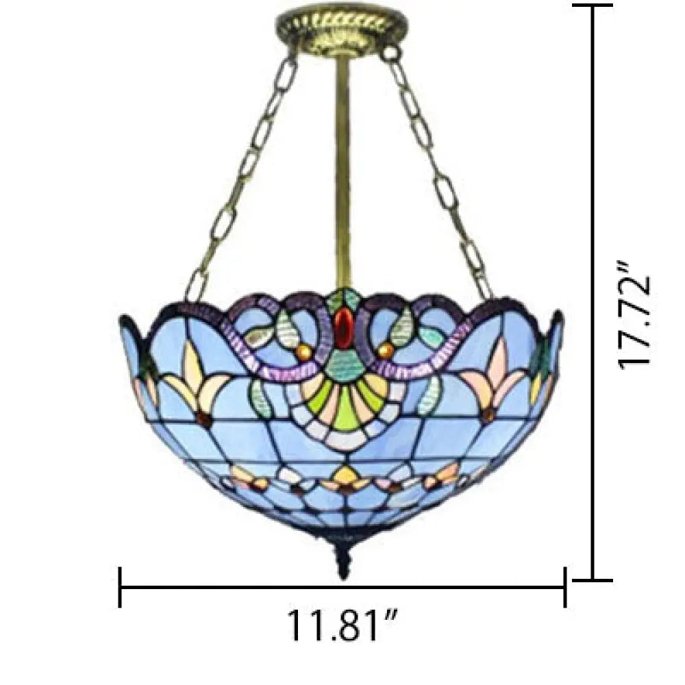 Victorian-Style Led Ceiling Light With Stained Glass Shade For Bedrooms
