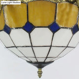 Villa Shuttlecock Chandelier: Vintage Tiffany Yellow Hanging Light
