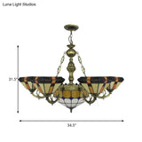 Villa Shuttlecock Chandelier: Vintage Tiffany Yellow Hanging Light
