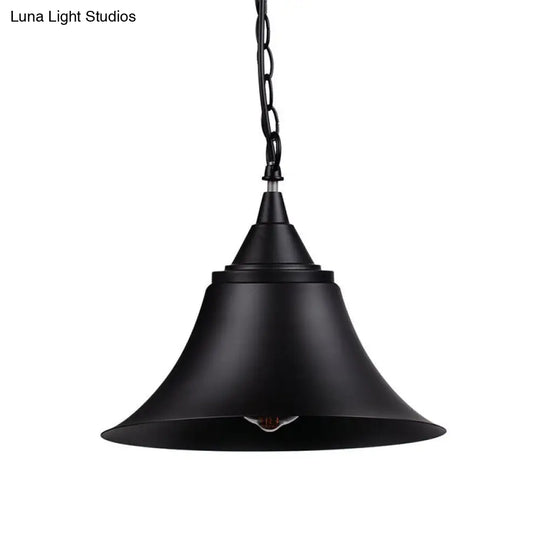 Vintage Black Metallic Pendant Light Fixture With Adjustable Chain - Ideal For Restaurants