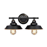 Vintage 2-Head Metal Wall Sconce Light For Bathroom Vanity Black