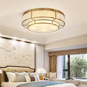 Vintage 2 Layer Frost Glass Flush Mount Ceiling Light In Gold - Living Room Décor 4 /