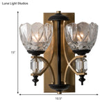 Vintage 2-Light Clear Crystal Wall Sconce With Gold Finish