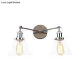 Vintage 2-Light Clear Glass Wall Sconce In Black/Brass/Bronze- Perfect For Living Rooms