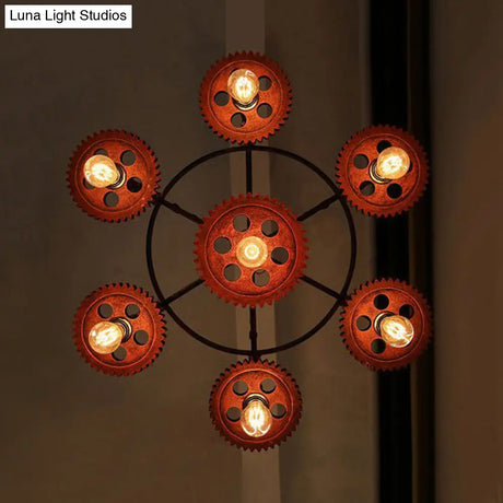 Vintage 3/7-Head Pendant Lighting | Antique Style Dark Rust Metal Chandelier For Restaurants