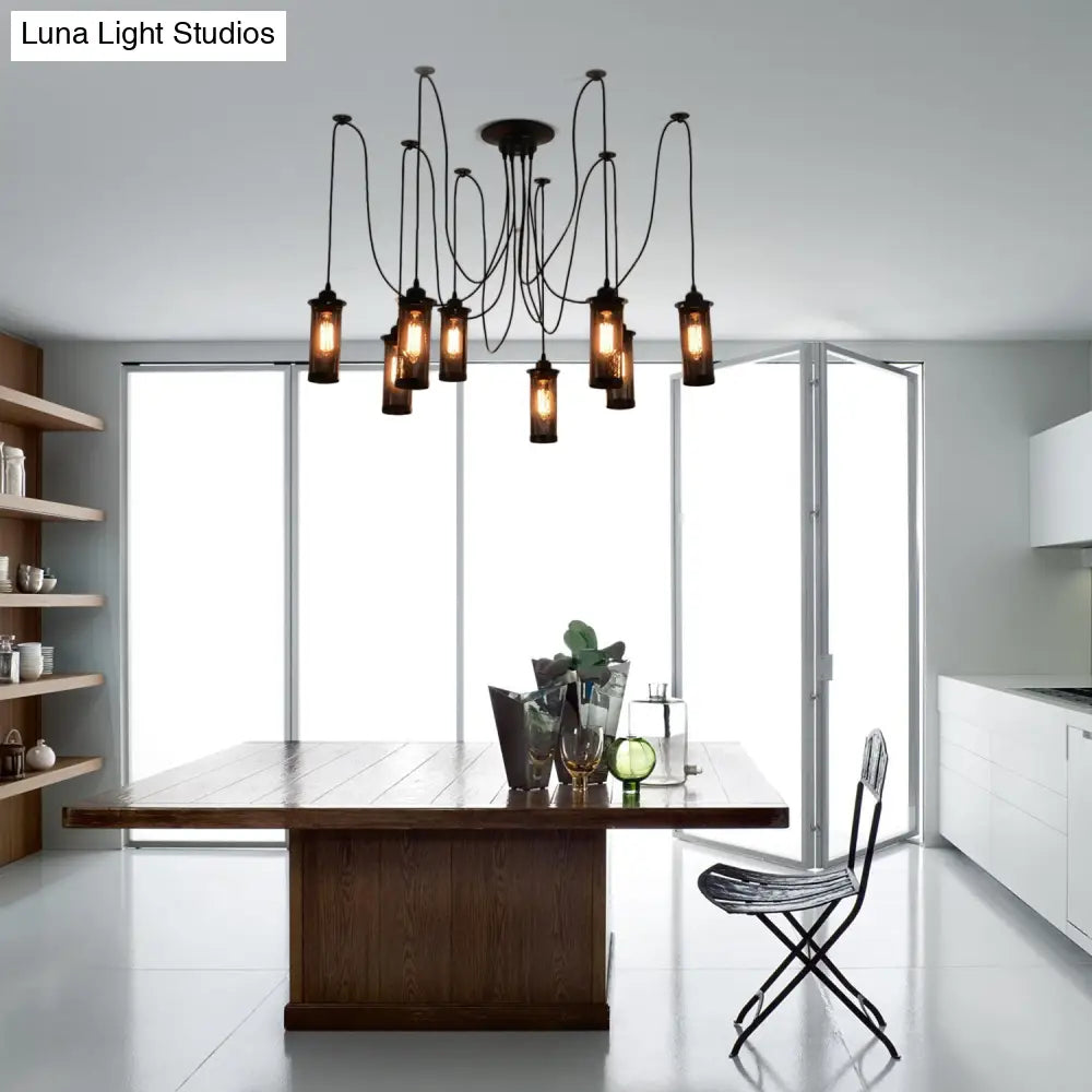 Vintage 3/8 Bulbs Pendant Light With Mesh Shade - Stylish Kitchen Ceiling Fixture In Black 8 /