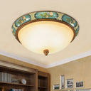Vintage 3 - Head Ceiling Mounted Light In Blue - Green With Frosted Glass Shade 15’/19’ W / 15’