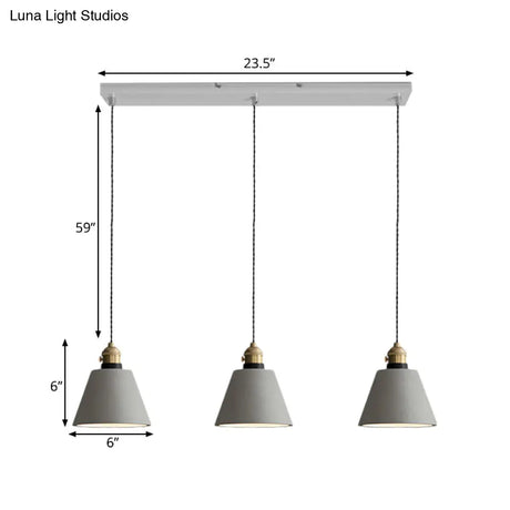 Vintage 3-Light Pendant Lamp Kit With Multiple Cement Shades In Grey - Restaurant Lighting