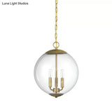 Vintage 3-Light Pendant With Clear Glass Globe Shade - Black/Chrome/Gold Perfect For Dining Room