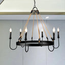 Vintage 6-Head Candle Chandelier Pendant Lamp In Black/Rust For Restaurants 6 / Black