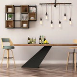 Vintage 6-Light Tubing Pendant Lamp Black Finish With Hanging Bulb - Indoor Ceiling Light Fixture