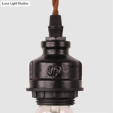 Vintage 6-Light Tubing Pendant Lamp Black Finish With Hanging Bulb - Indoor Ceiling Light Fixture