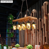 Vintage 8-Light Island Pendant Chandelier In Black: Rectangle White Fabric & Clear Glass