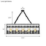 Vintage Abacus Pendant Ceiling Fixture - Metal Black 3 Bulbs Hanging Lamp For Restaurants