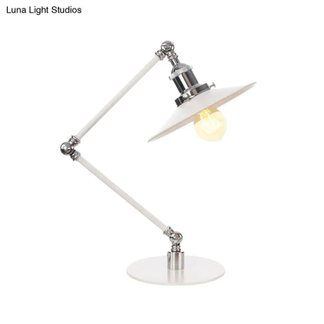 Vintage Adjustable Reading Lamp - Conical Desk Light White Metal 1 Stylish Design 8 Length Arm
