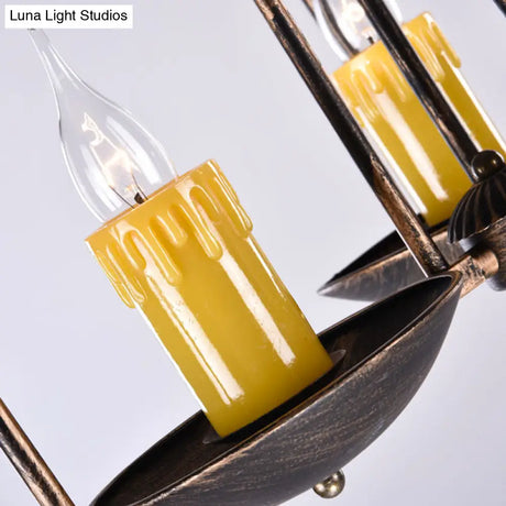 Vintage Aged Brass Metal Hanging Light - Two-Bulb Chandelier For Coffee Shop