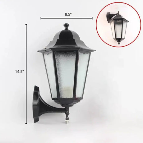 Vintage Aluminum Lantern Wall Sconce - Garden Mounted Lighting Black / Large