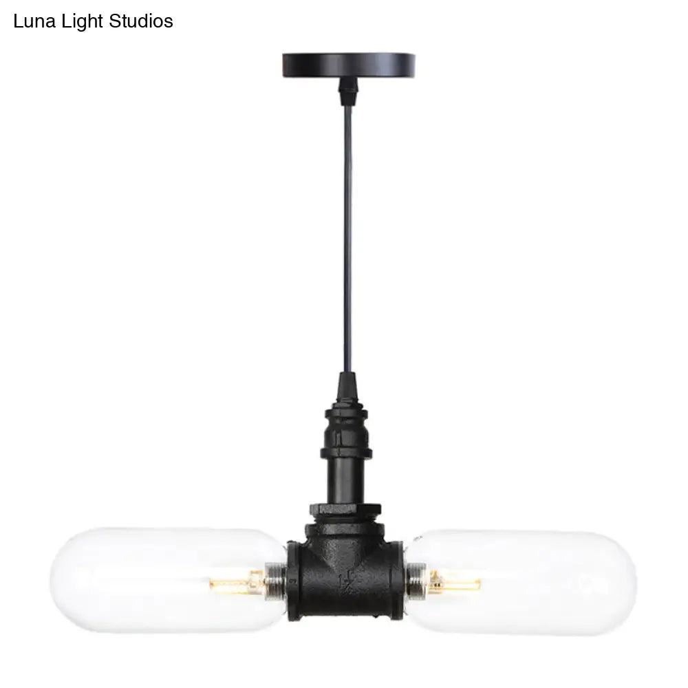 Vintage Amber/Clear Glass Pendant Chandelier With Led Lights - Elegant Hanging Ceiling Light For