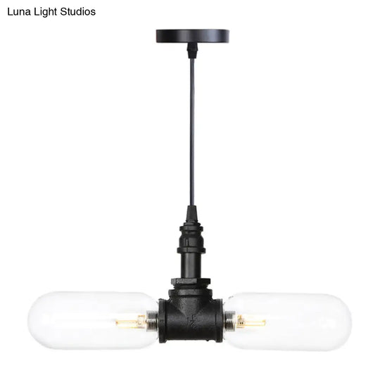 Vintage Amber/Clear Glass Pendant Chandelier With Led Lights - Elegant Hanging Ceiling Light For